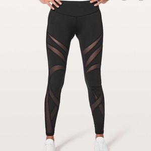 Lululemon Wunder Under Hi-Rise Black Mesh 28” Sz 4
